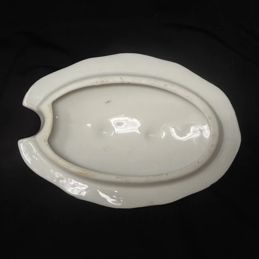 Royal Crown Sugar Bowl Tureen Gravy Boat Style White Gold Accent 525‎ Mini 5.25